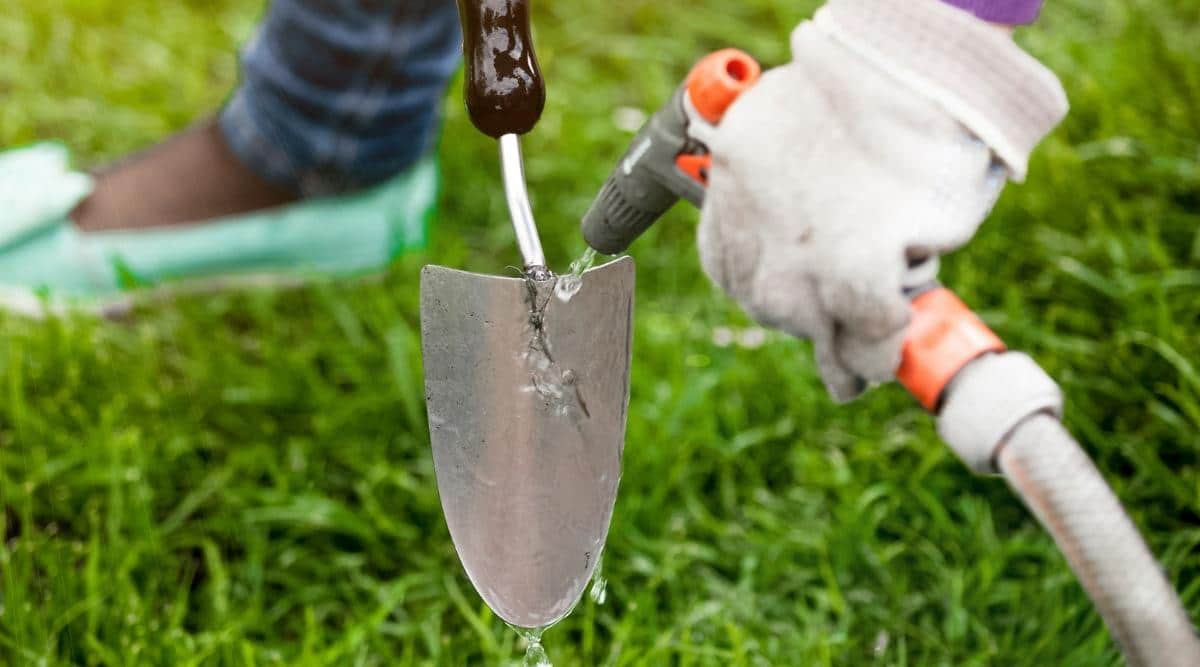 Cleaning off Garden Tools
